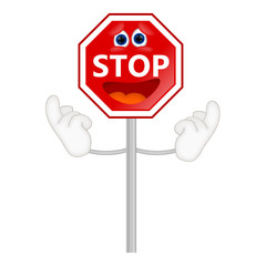 Funny stop sign traffic attention cartoon comic illustration