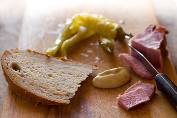 Smoked meat on a cutting board