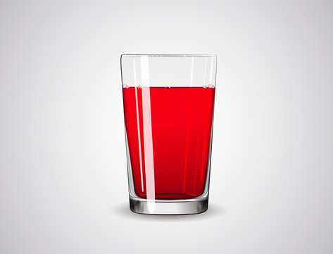 Glass full of red liquid / juice / wine