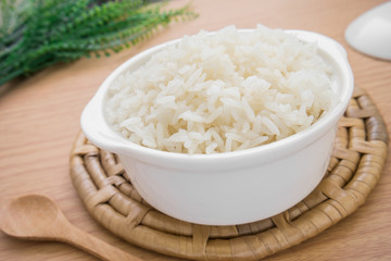 White steamed rice in bowl
