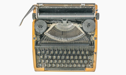 Old vintage typewriter irolated on white background