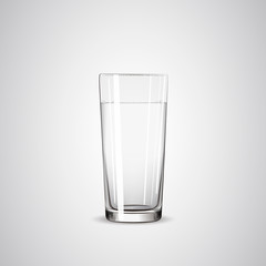 Realistic glass full of water. Isolated