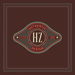 Vintage Line Art Geometric Logo Design Template