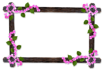 Design wooden photo frames with Bougainvillea flower branches is