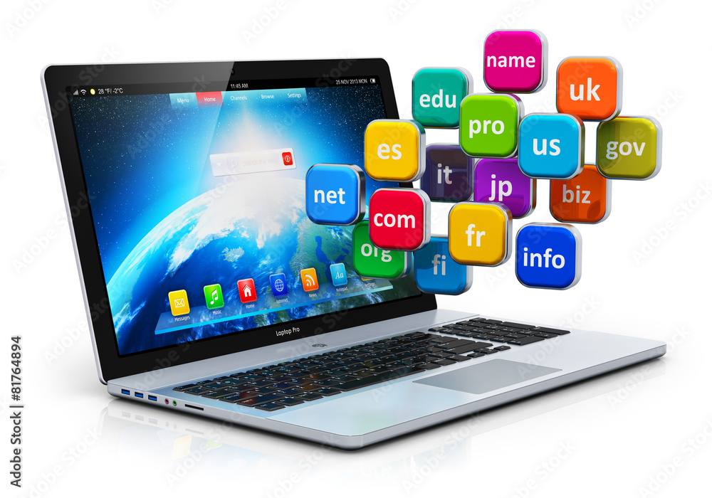 Poster Internet and domain names concept
