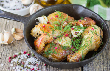 Roast chicken with garlic and dill