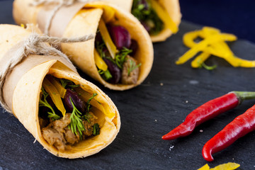 Burrito with pork and beans