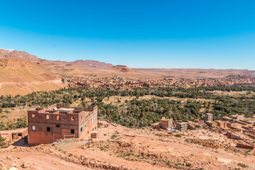 Fototapeta na wymiar Valley of Roses Village in Morocco Desert