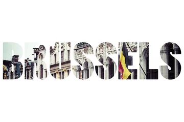 Papier Peint photo autocollant Bruxelles Word BRUSSELS over traditional architecture.
