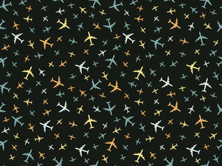 Fototapeta na wymiar Color airplanes pattern