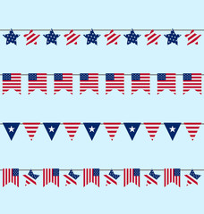 Hanging Bunting pennants for Independence Day USA, Patriotic Sym