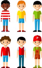 Fototapeta premium Set of children boys icons. Сhildren avatars in colorful style