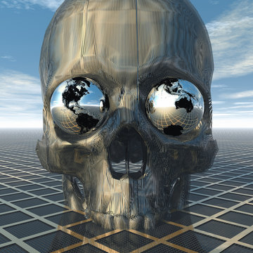 Skull with two globes as eyes
