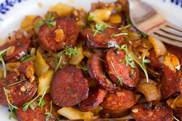 Traditional sausage with onion