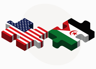USA and Western Sahara Flags in puzzle