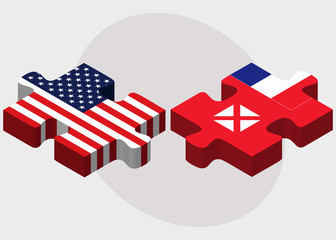 USA and Wallis and Futuna Flags in puzzle