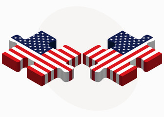 USA and USA Flags in puzzle
