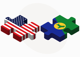 USA and Christmas Island Flags in puzzle