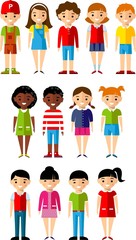 Set of children boys and girls icons. Avatars in colorful style