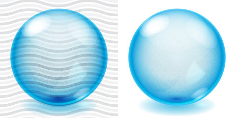 Transparent and opaque blue glass sphere with roughness