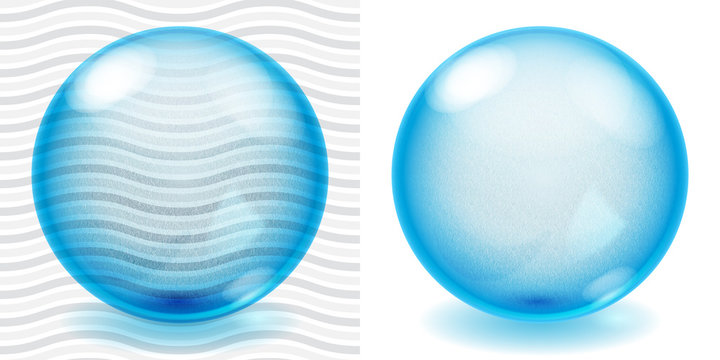 Transparent and opaque blue glass sphere with roughness