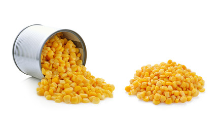 canned corn on a white background