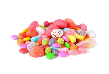 colorful candies on white background