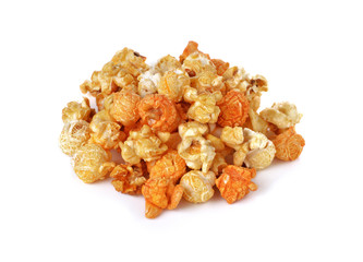 caramel popcorn isolated on white background