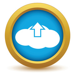 Obraz premium Gold upload cloud icon