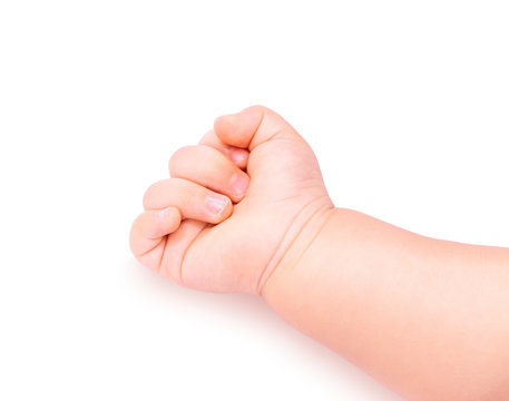 baby hand fist 9-12 month isolated in white background