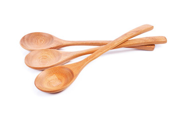 wooden spoon on white background.