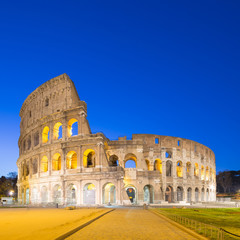 Fototapeta na wymiar Twilight of Colosseum the landmark of Rome, Italy
