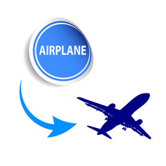 sticker airplane blue vector