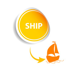 sticker ship orange vector