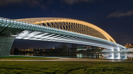 Modern prague bridge over the Vltava river
