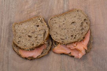 Sandwich with smoked salmon