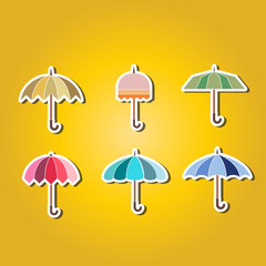 set of color icons with umbrellas for your design