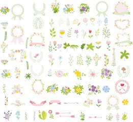 Набор свадебных графических SET- венок, цветы, стрелы, сердца