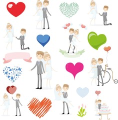 Набор свадебных элементов шаблона дизайна для пригласительных