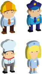 Set of vector cute character avatar icons in flat design 