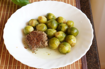 Brussels sprout with meat cutlet