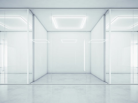 Blank white office interior. 3D rendering