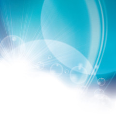 Abstract bright blue background with bubbles