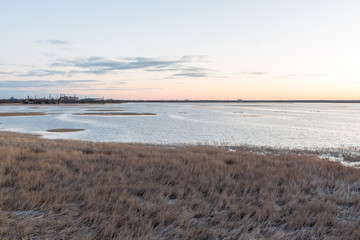 beautiful sunrise over country lake