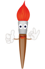 Funny paint brush cartoon illustration painting art artist
