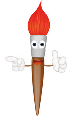 Funny paint brush cartoon illustration painting art artist