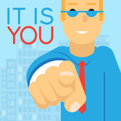 Politician Businesman Pointing Finger to Potential Client