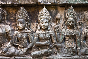 Apsara carved on the wall of Angkor Wat, Cambodia