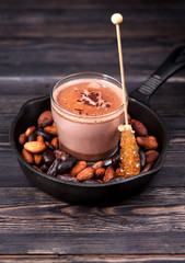 Delicious drink cocoa and cocoa beans