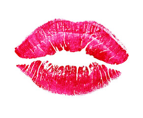 Fototapeta premium beautiful red lips isolated on white